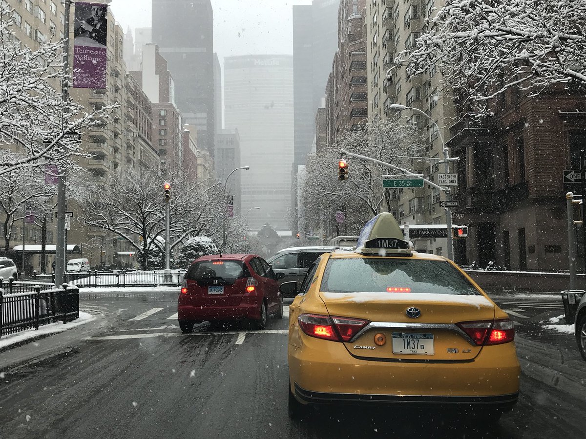 Taxi in NYC during storm