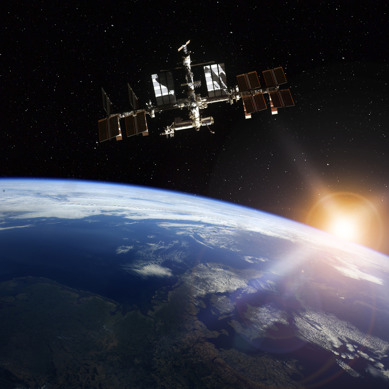 Space Station Orbiting Earth. Elements of this image furnished by NASA Space Station Orbiting Earth. Elements of this image furnished by NASA
