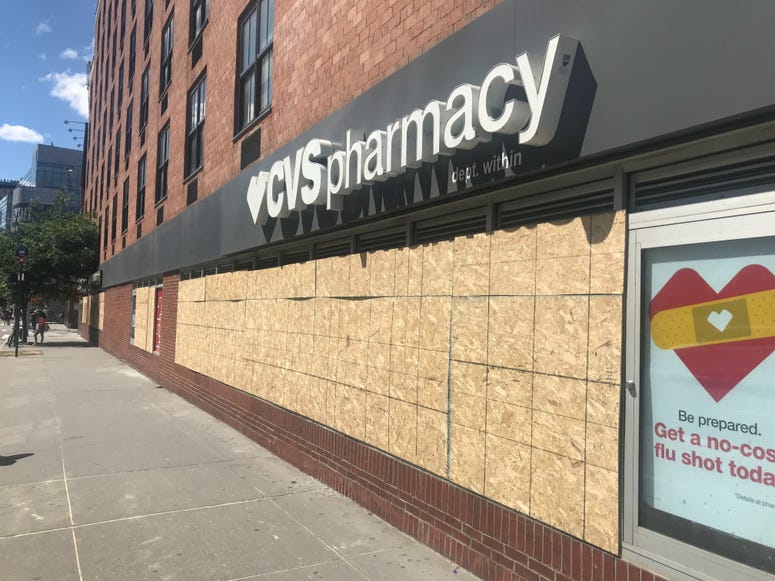 A bank that was vandalized. A bank that was vandalized