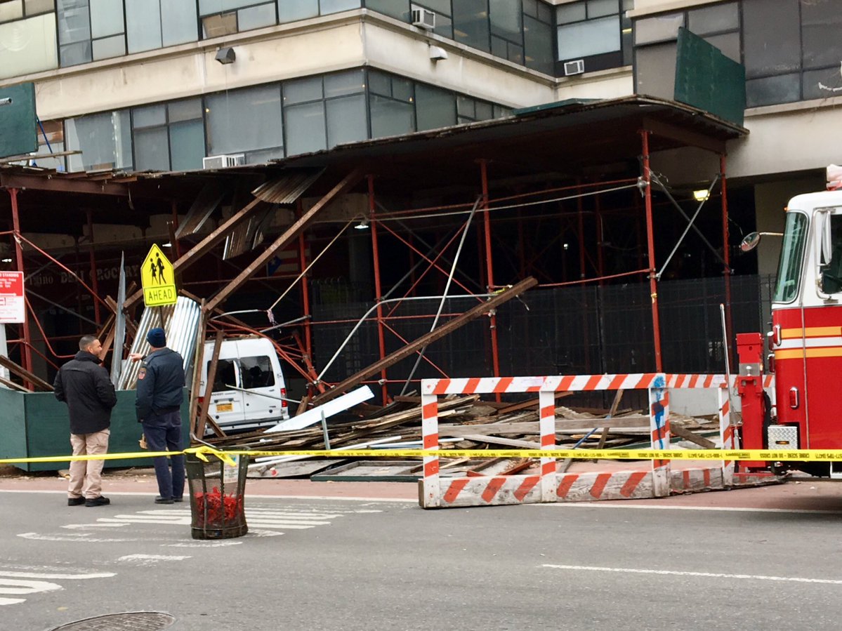 Van slams into scaffolding