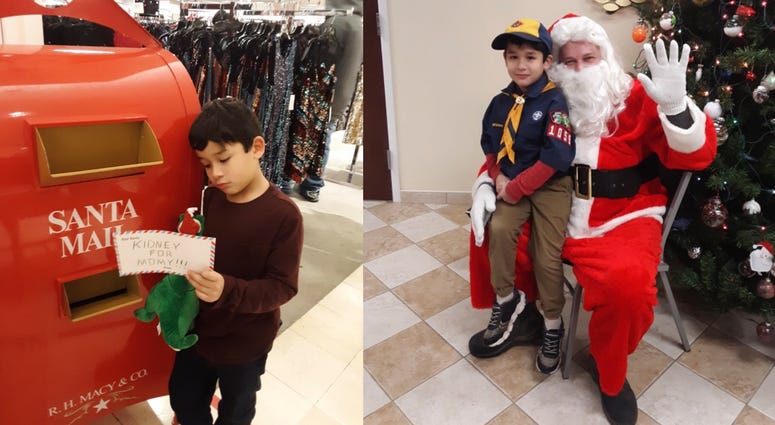 Noah, 7, with Santa. NY boy Santa kidneys