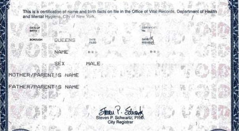 NYC birth certificate