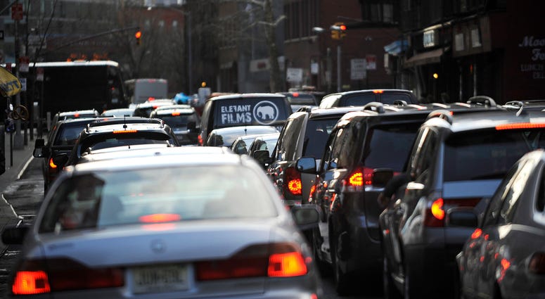 Traffic in Manhattan. Congestion pricing traffic