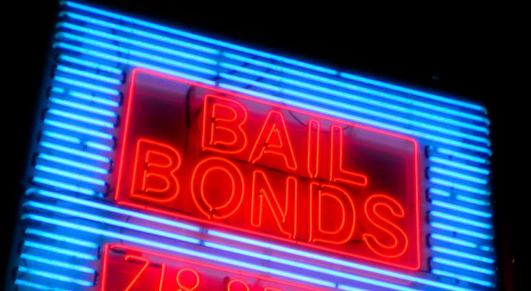 A bail bonds sign. Bail bonds