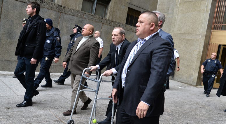Former movie mogul Harvey Weinstein (with walker) is seen leaving New York City Criminal Court, on the first day of the start of his trial, two years after claims of sexual harassment were filed, New York, January 6, 2020. Harvey Weinstein