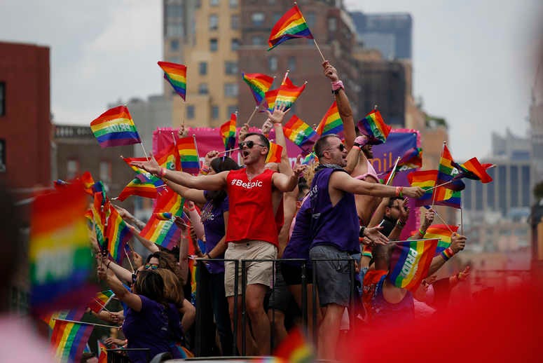 Revellers take part in the annual Pride Parade on June 24, 2018 in New York City. The first gay pride parade in the U.S. was held in Central Park on June 28, 1970. (Photo by Kena Betancur/Getty Images)