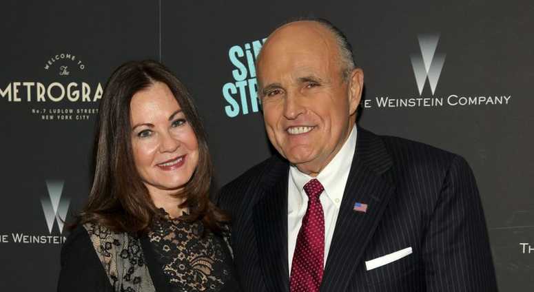 In this Tuesday, April 12, 2016, file photo, Judith Giuliani, left, and former New York mayor Rudy Giuliani, right, attend the premiere of "Sing Street" at Metrograph, in New York. Giuliani and his third wife, Judith, have reached a settlement in a years