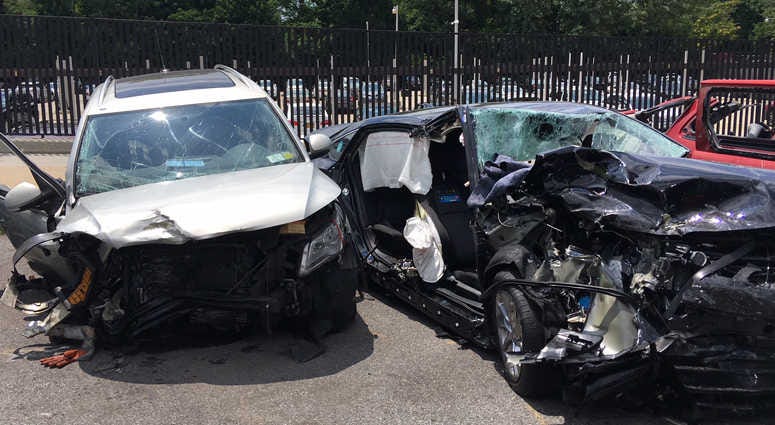 Cars involved in a deadly wrong-way crash on the Belt Parkway. Cars involved in a deadly wrong-way crash on the Belt Parkway.