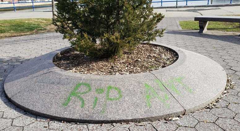 I was notified that graffiti was discovered at the Holocaust Memorial Park in Sheepshead Bay.