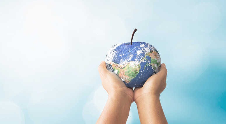 Earth as an apple in child's hands