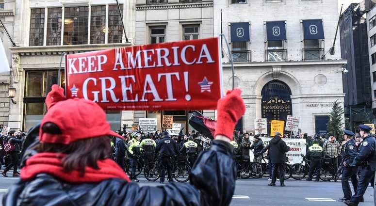 Protesters from various anti-fascist groups rally against the Proud Boys on November 16, 2019 in New York City. Antifa Proud Boys Trump Tower