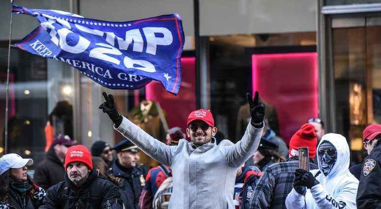 Protesters from various anti-fascist groups rally against the Proud Boys on November 16, 2019 in New York City. Antifa Proud Boys Trump Tower