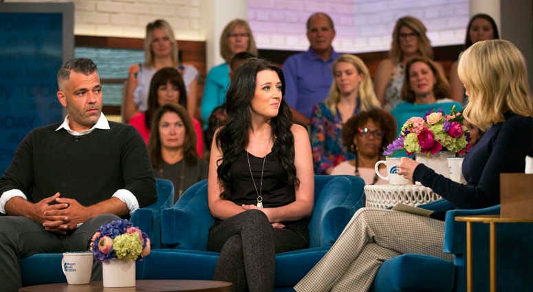 In this Aug. 27, 2018 photo released by NBC, Mark D'Amico, left, and Kate McClure speak with host Megyn Kelly on "Megyn Kelly Today." In this Aug. 27, 2018 photo released by NBC, Mark D'Amico, left, and Kate McClure speak with host Megyn Kelly on "Megyn Kelly Today."