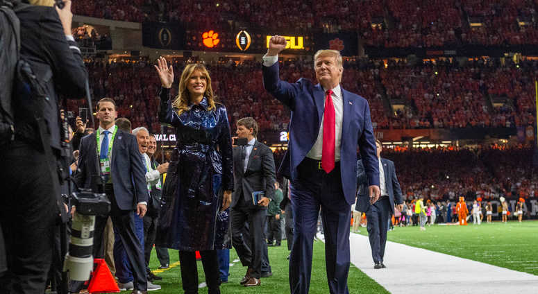 Donald and Melania Trump arive at the Superdome as The LSU Tigers take on The Clemson Tigers in the 2020 College Football Playoff National Championship. Monday, Jan. 13, 2020. Trump LSU game