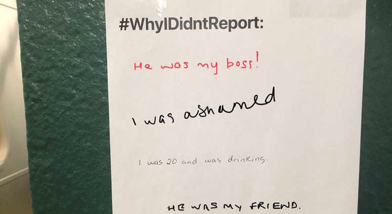 The posters have popped up in subway stations across the city. WhyIDidntReport Subway Posters