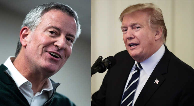 Mayor de Blasio and Donald Trump. Mayor de Blasio and Donald Trump