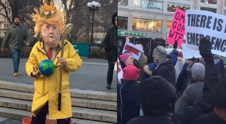 Union Square protest against Trump's national emergency declaration Union Square protest against Trump's national emergency declaration