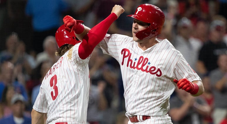 Rhys Hoskins and Bryce Harper Rhys Hoskins and Bryce Harper