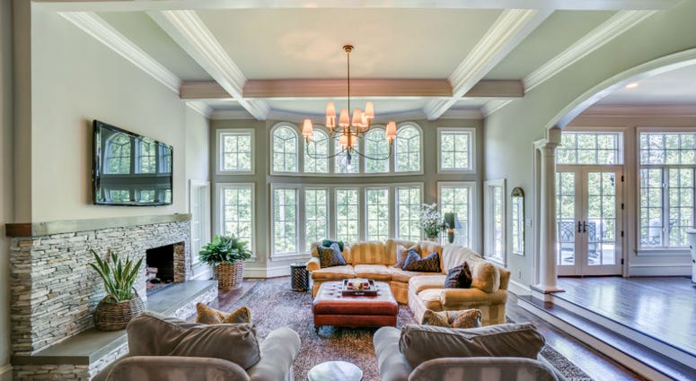 Living room in Bruce Allen's house. Bruce Allen's McLean, Virginia mansion is up for sale again.
