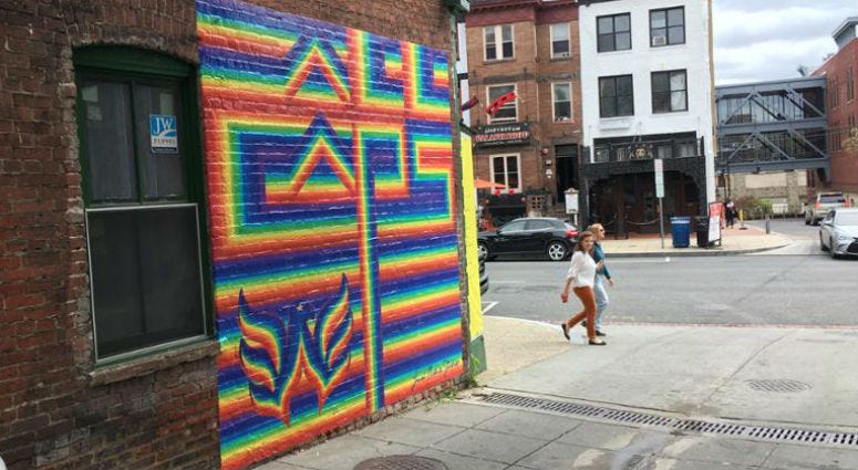 Caps mural at 2412 18th St NW, Washington, DC, designed by Lisa Marie 18th_St_Mural