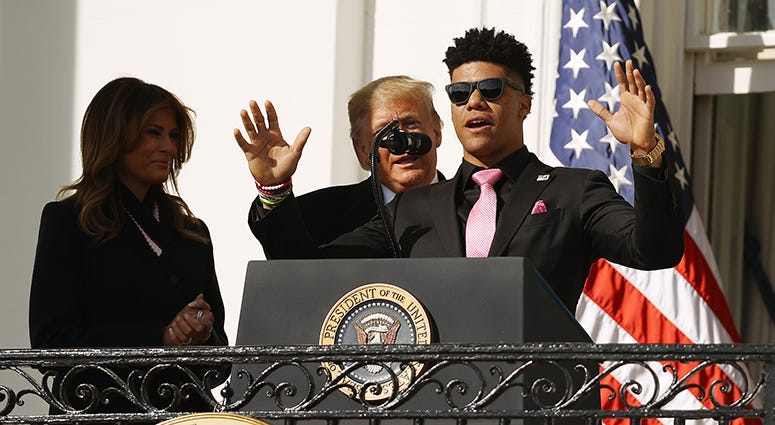 Nationals star Juan Soto speaks at the podium on the South Lawn of the White House Juan Soto – Nationals' White House Visit