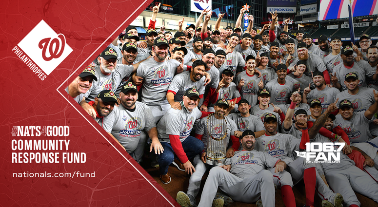 The Washington Nationals celebrate their 2019 World Series victory.