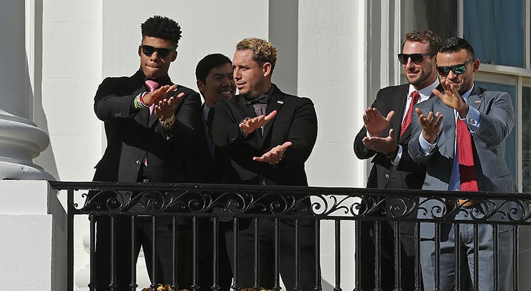 The Nationals clap along to 'Baby Shark' on the South Lawn of the White House Baby Shark – White House Edition