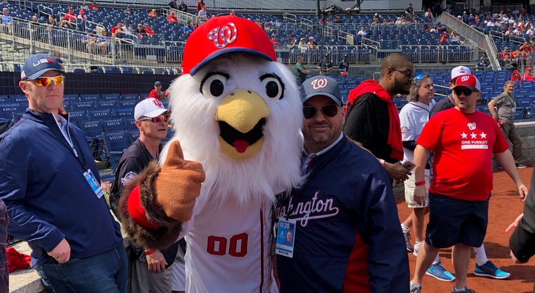 Cakes and his best bud Screech at Nats Park. Cakes and his best bud Screech at Nats Park.
