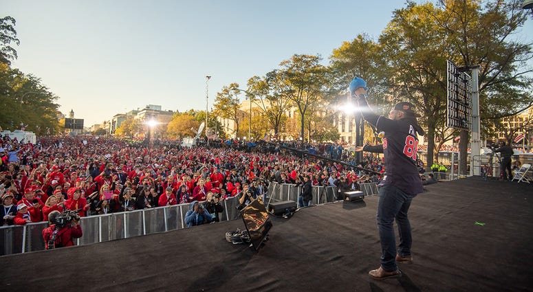 It was a picture-perfect Saturday in the nation’s capital as hundreds of thousands of fans celebrated the 2019 World Series Champion Washington Nationals. Washington Nationals players and coaches roll through the streets of Washington, D.C. and then speak on stage, celebrating their 2019 World Series championship with a few hundred thousand fans on November 2, 2019.