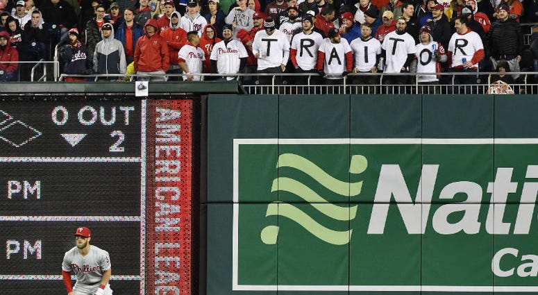 Bryce Harper was booed steadily throughout his first game back at Nats Park in a Phillies uniform Bryce Harper was booed steadily throughout his first game back at Nats Park in a Phillies uniform