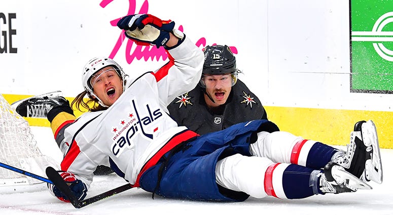 Carl Hagelin is tripped by Vegas defenseman Jon Merrill during the Caps' 3-2 loss 'Mental lapses' at core of Capitals' recent slide