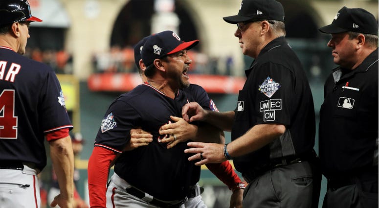 Dave Martinez was apoplectic after the blown call. Best pictures of World Series umpire controversy, Dave Martinez ejection