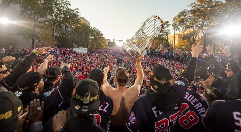 It was a picture-perfect Saturday in the nation’s capital as hundreds of thousands of fans celebrated the 2019 World Series Champion Washington Nationals. Washington Nationals players and coaches roll through the streets of Washington, D.C. and then speak on stage, celebrating their 2019 World Series championship with a few hundred thousand fans on November 2, 2019.