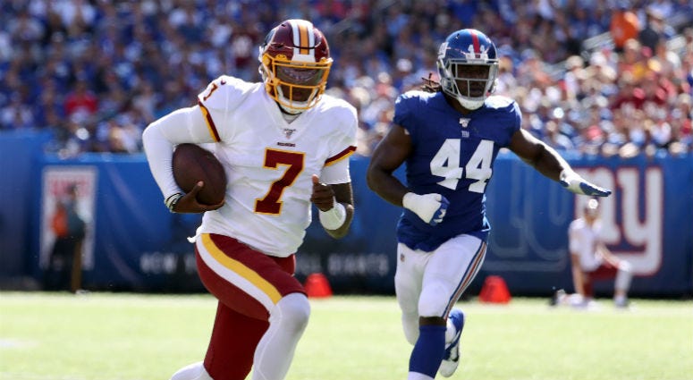 Case Keenum benched for Dwayne Haskins in second quarter Case Keenum benched, Dwayne Haskins makes NFL debut