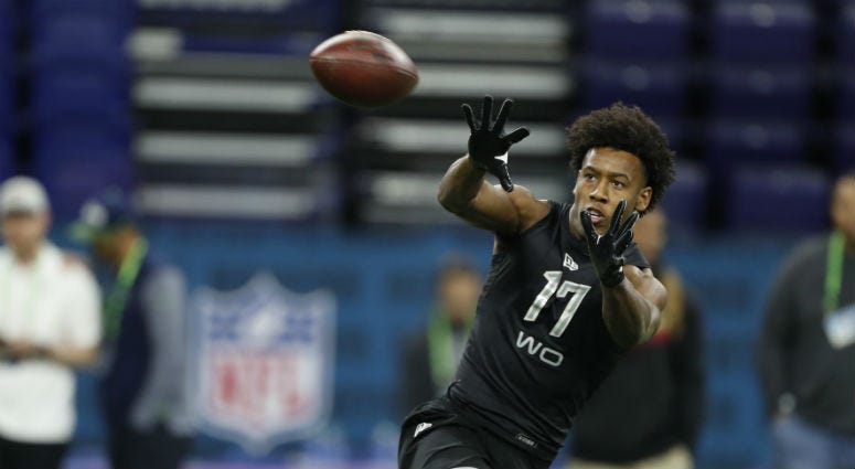 Antonio Gandy-Golden does a drill during the combine Antonio Gandy-Golden just solved a Rubik's Cube on ESPN