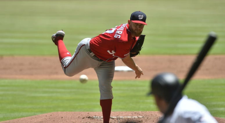 Stephen Strasburg becomes fastest pitcher to 1500 strikeouts. Nationals pitcher Stephen Strasburg becomes fastest pitcher to 1500 strikeouts.