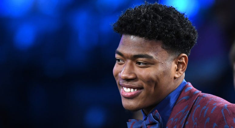 Rui Hachimura reacts after being drafted with the ninth overall pick by the Washington Wizards during the 2019 NBA Draft Rui Hachimura reacts after being drafted with the ninth overall pick by the Washington Wizards during the 2019 NBA Draft
