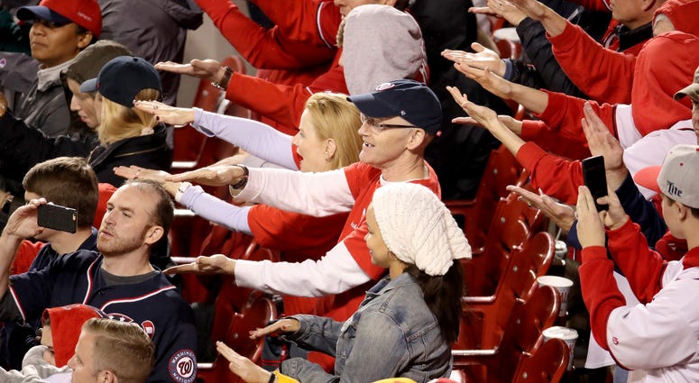 Baby Shark at the World Series. Fans cheer for Gerardo Parra of the Washington Nationals during the sixth inning in Game Four of the 2019 World Series.