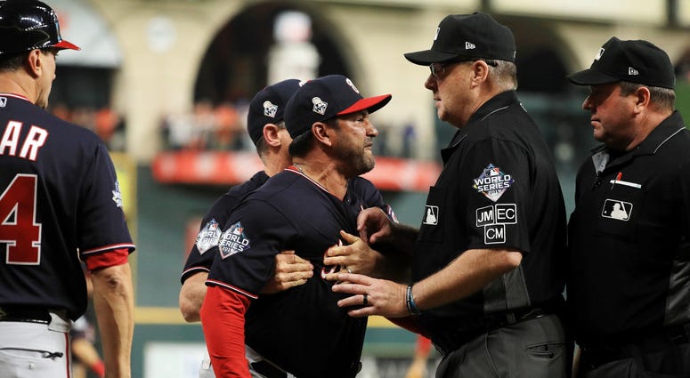 Martinez still letting the umpires have it. Best pictures of World Series umpire controversy, Dave Martinez ejection