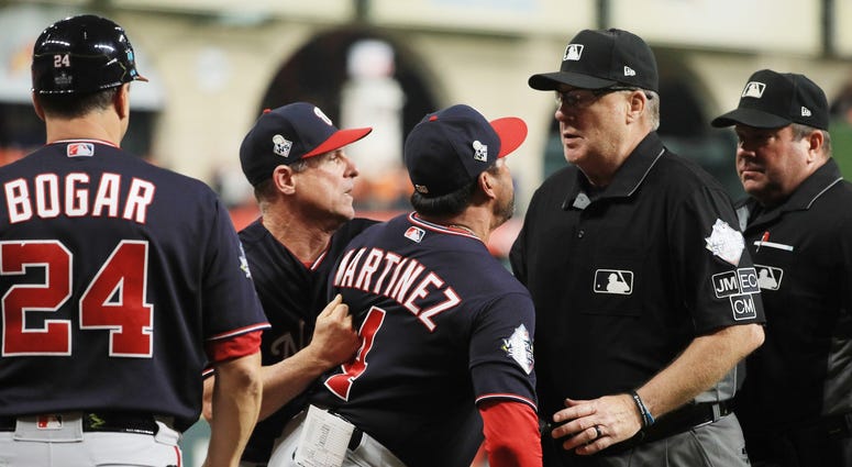Martinez was then ejected. Best pictures of World Series umpire controversy, Dave Martinez ejection