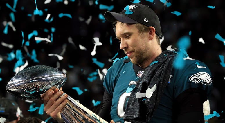 Nick Foles holds the Lombardi Trophy after defeating the New England Patriots 41-33 in Super Bowl LII Eagles won't use franchise tag on Nick Foles
