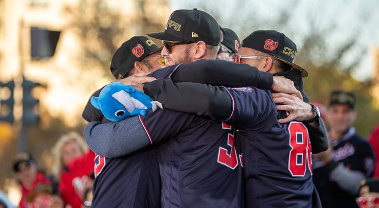 It was a picture-perfect Saturday in the nation’s capital as hundreds of thousands of fans celebrated the 2019 World Series Champion Washington Nationals. Washington Nationals players and coaches roll through the streets of Washington, D.C. and then speak on stage, celebrating their 2019 World Series championship with a few hundred thousand fans on November 2, 2019.