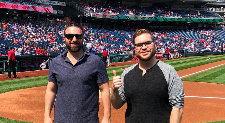 Danny Rouhier and Grant Paulsen on the field at Nats Park. Danny Rouhier and Grant Paulsen on the field at Nats Park.