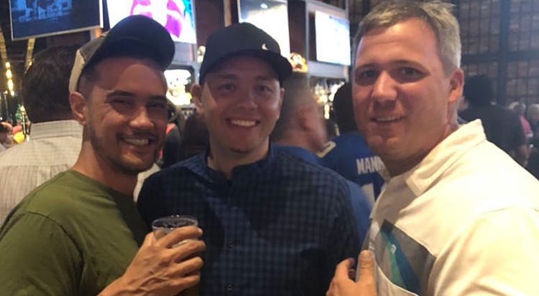 Photo courtesy - 106.7 The Fan Drab and Valdez the night before JPO at TAP Sports Bar.