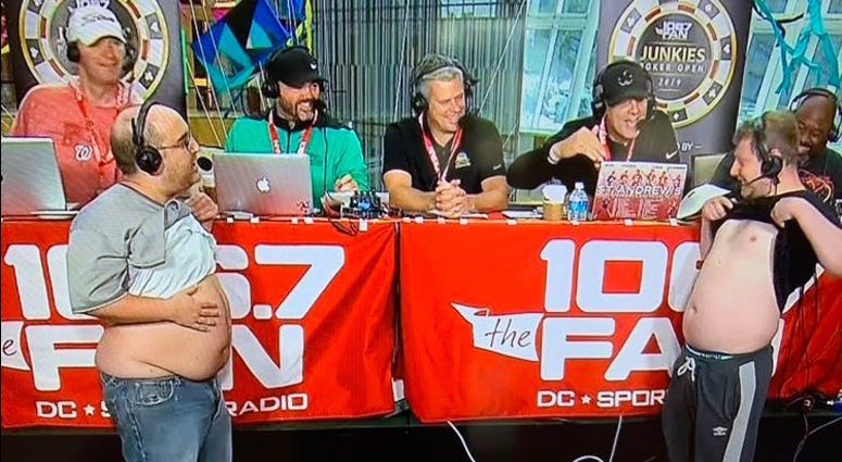 Junkies Poker Open 2019 Ram and Awadd show some skin during the JPO live broadcast at MGM National Harbor.