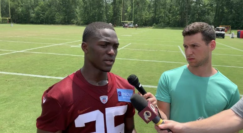 Redskins rookie turns head with three-interception practice Jimmy Moreland shines in Redskins practice with three interceptions