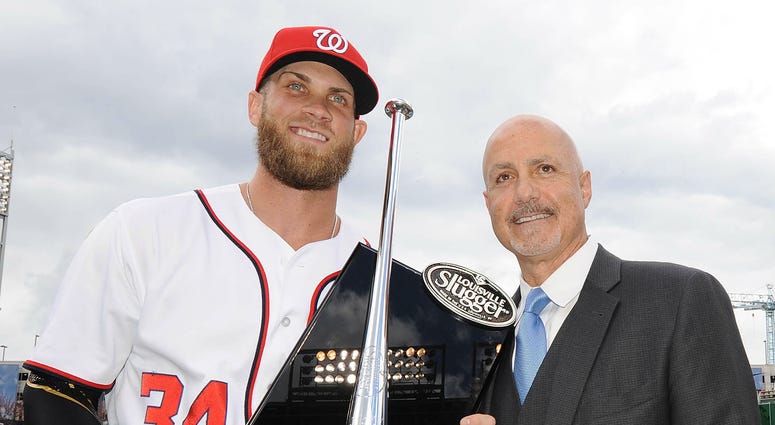 Mike Rizzo presents Bryce Harper with the Silver Slugger award Mike_Rizzo_Bryce_Harper