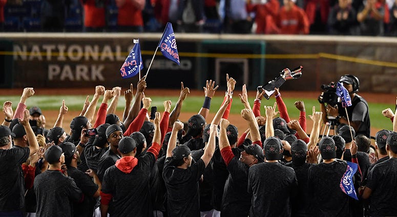 The Nationals celebrate winning the National League pennant Nationals Win National League Pennant