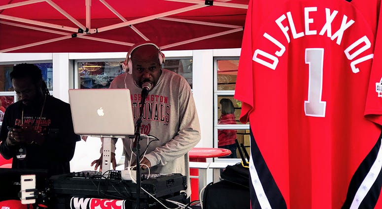 WPGC's DJ Flexx was spinning all weekend on the concourse at Nationals Park. WPGC-FM's DJ Flexx was spinning all weekend on the concourse at Nationals Park.
