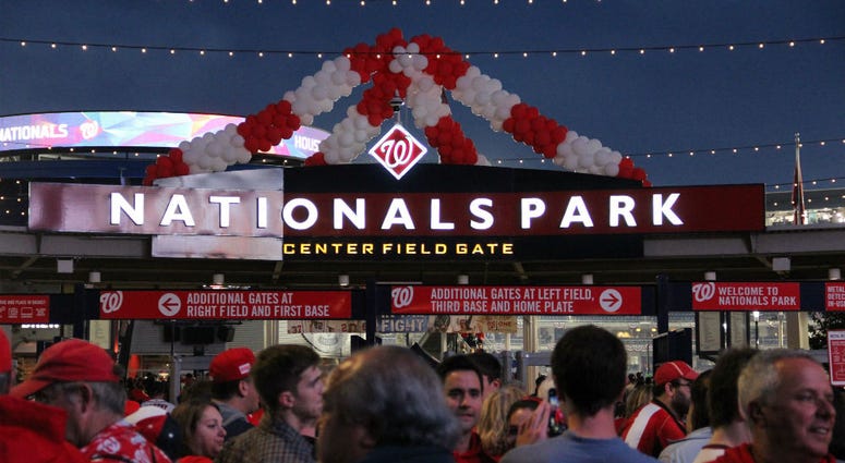 A majestic scene as fans enter Nationals Park for Game 4. Baseball fans enter Nationals Park for World Series Game 4 between the Astros and Nats.